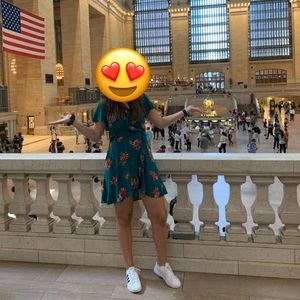 Green flower pattern dress